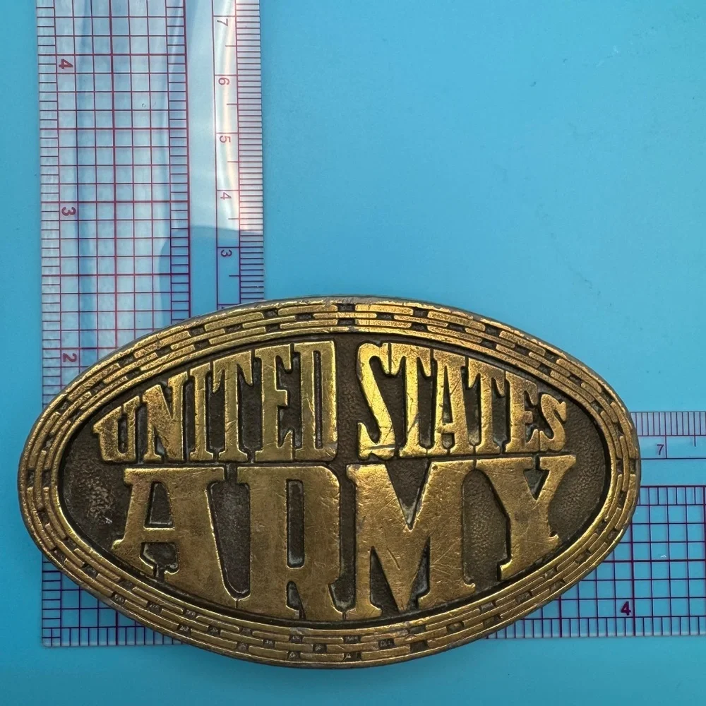 United States Army Military Enlisted Soldiers Vintage Brass Tone Belt Buckle